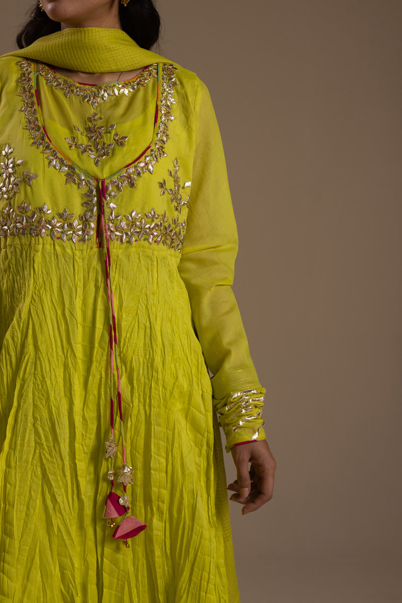 Golden Gota Anarkali Ensemble