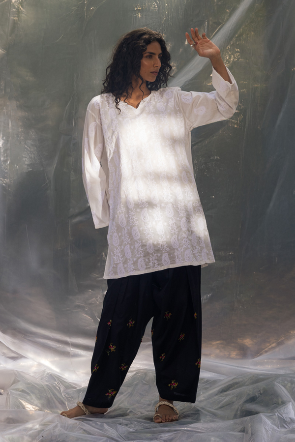 Hand-Embroidered N K R Shirt