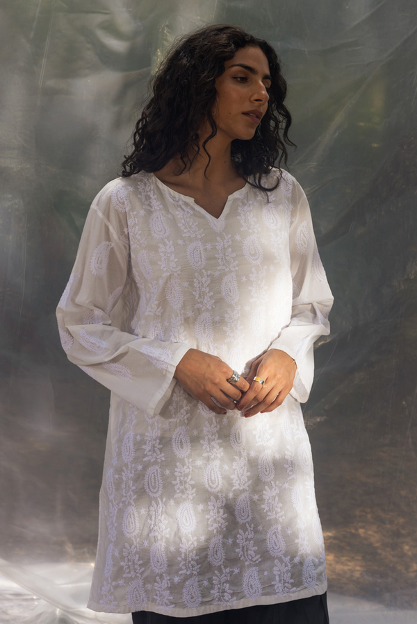 Hand-Embroidered N K R Shirt