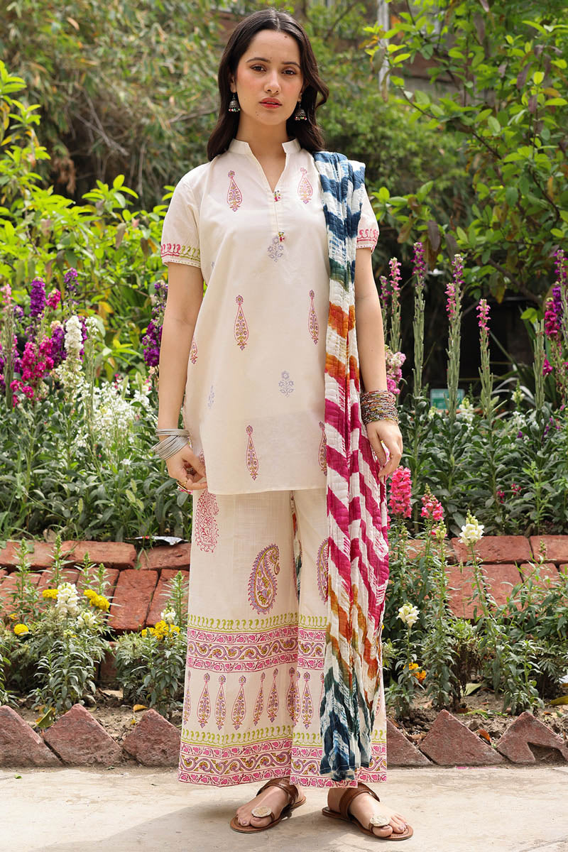 Hand-Block Printed Paisley Set