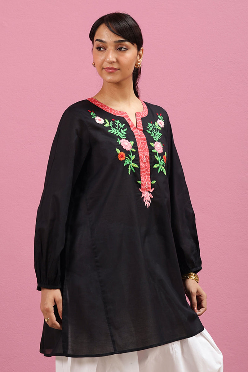 Hand-Embroidered Floral Shirt