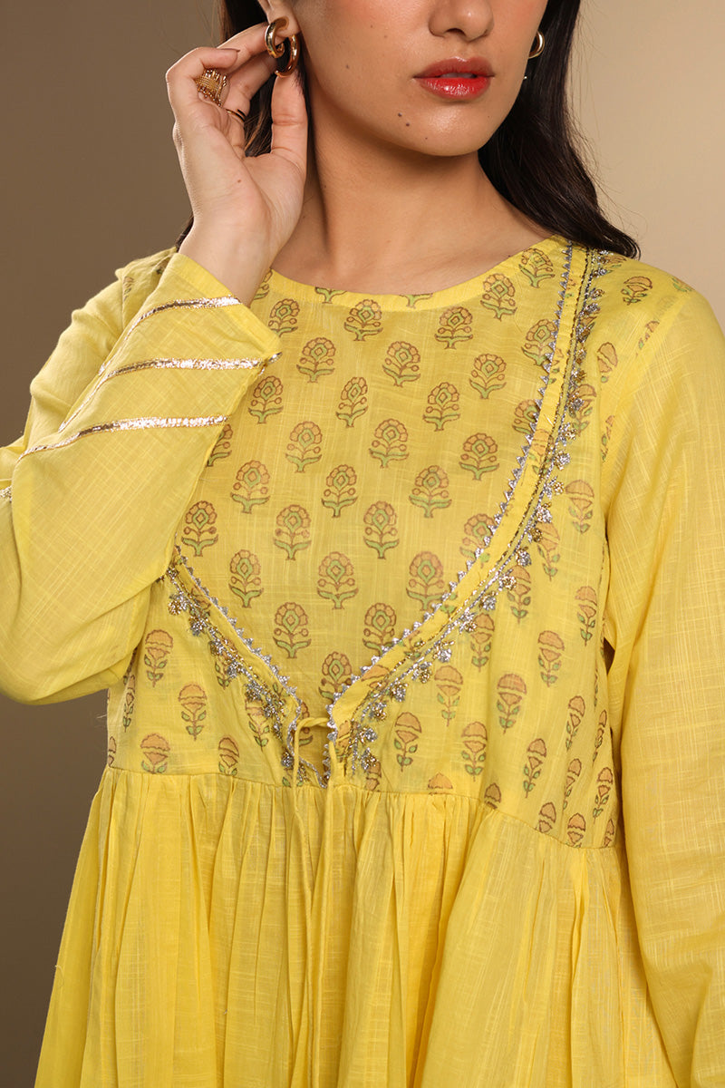 Block-Printed Anarkali Set