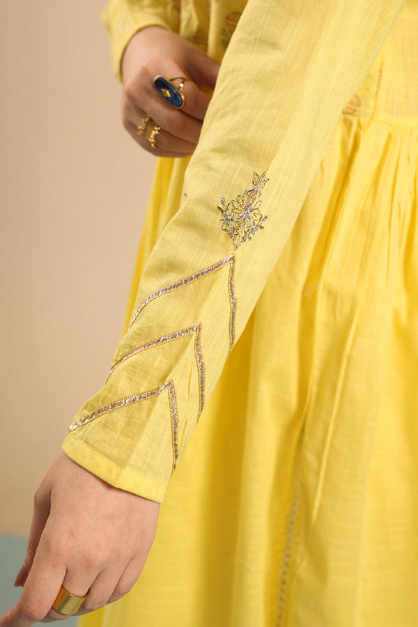 Black-Printed Anarkali Set