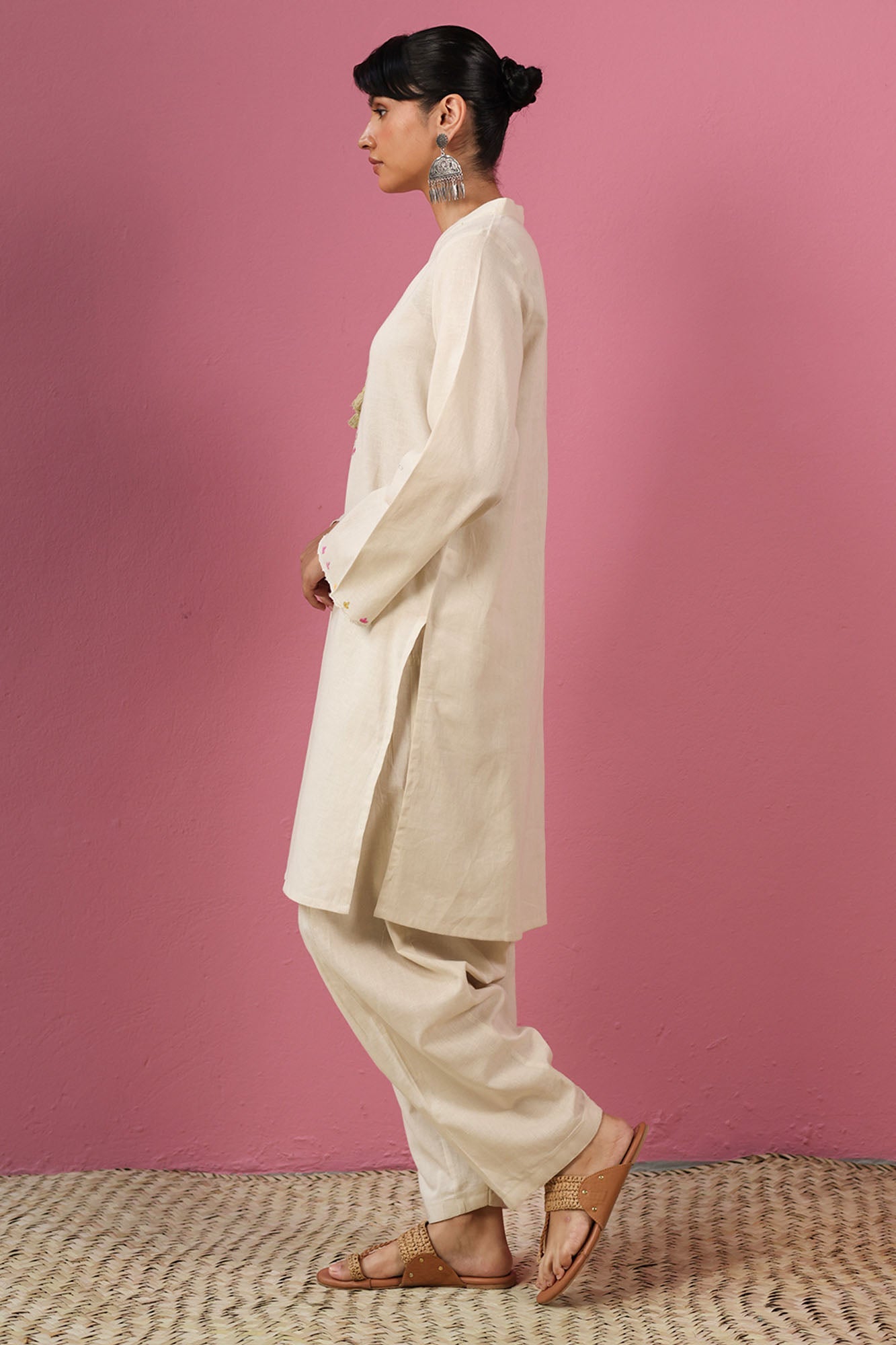Soft Embroidered Ivory Co-ord Set