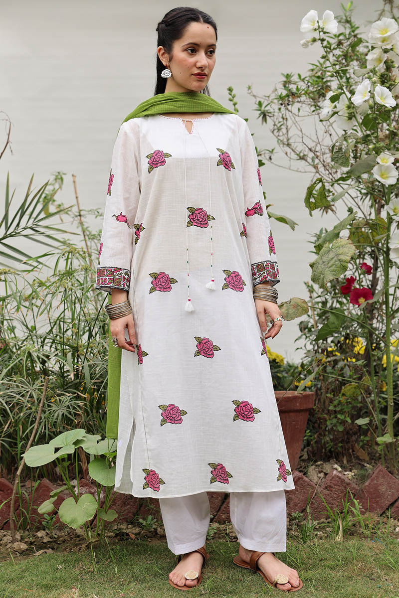 Hand-Block Printed Rose Shirt
