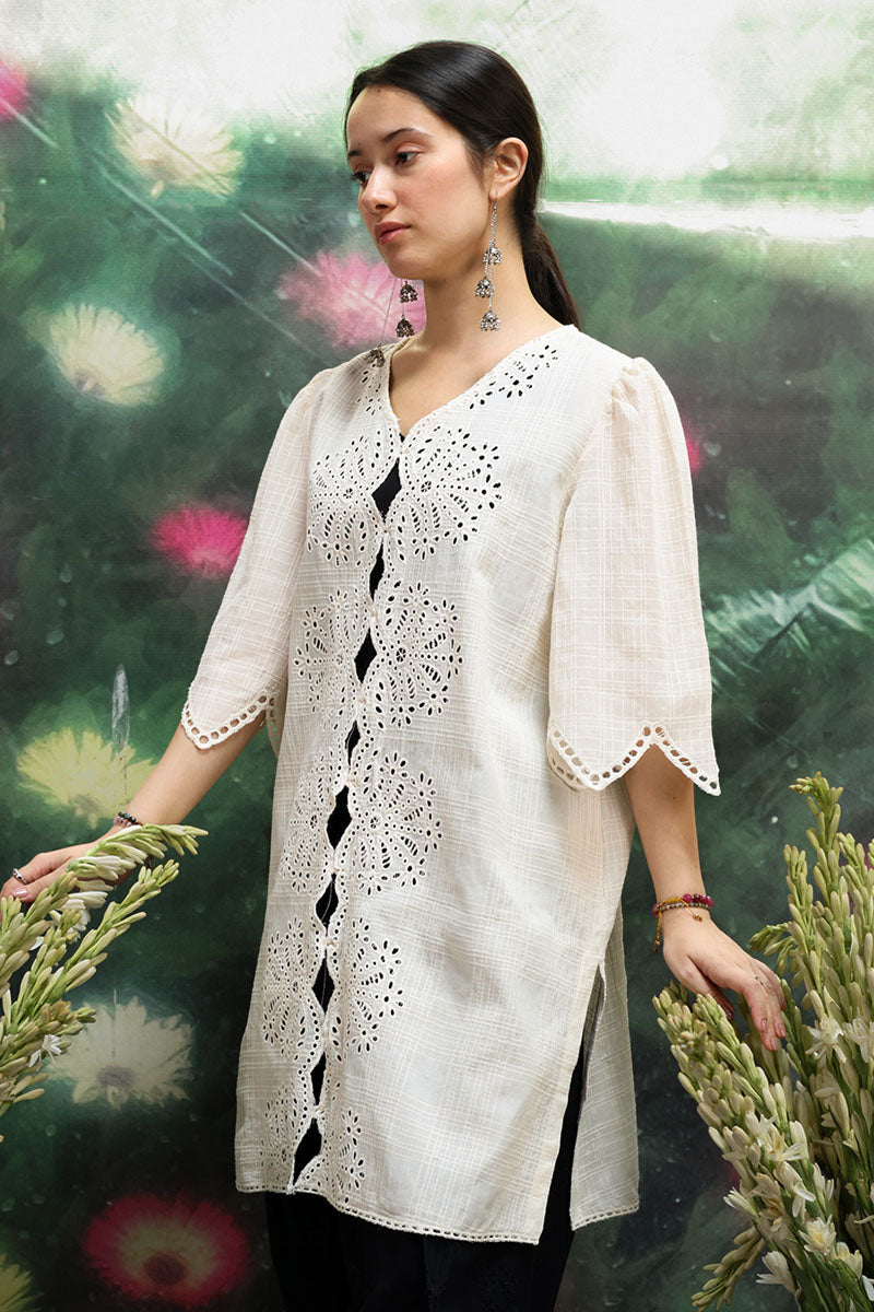Ivory Schiffli Edit Shirt