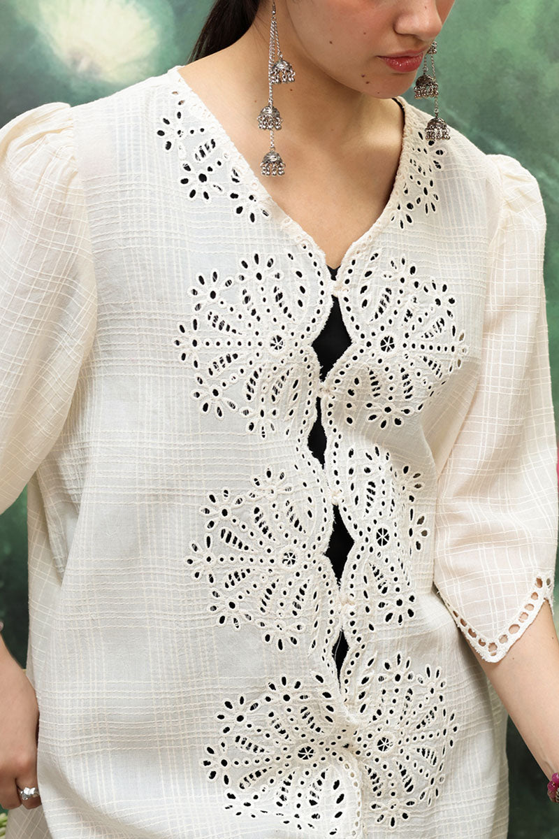 Ivory Schiffli Edit Shirt