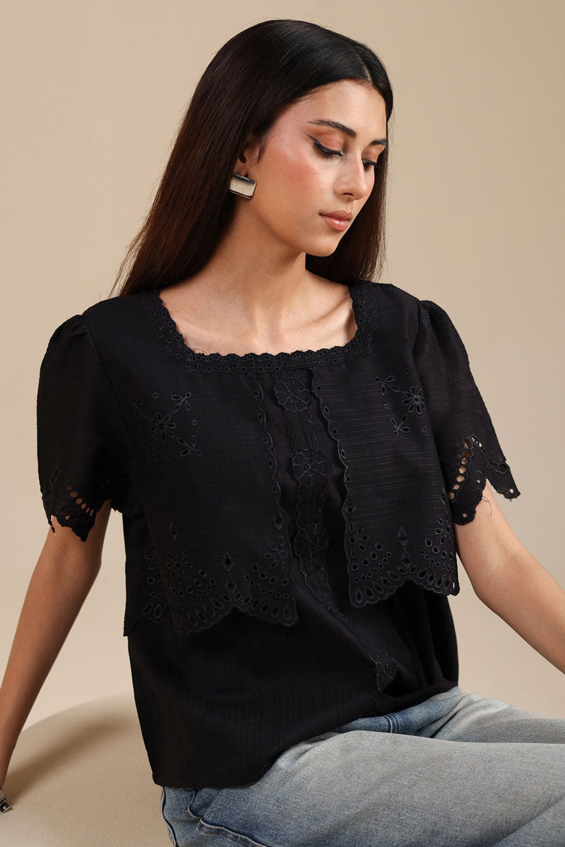 Midnight Broderie Edit Top
