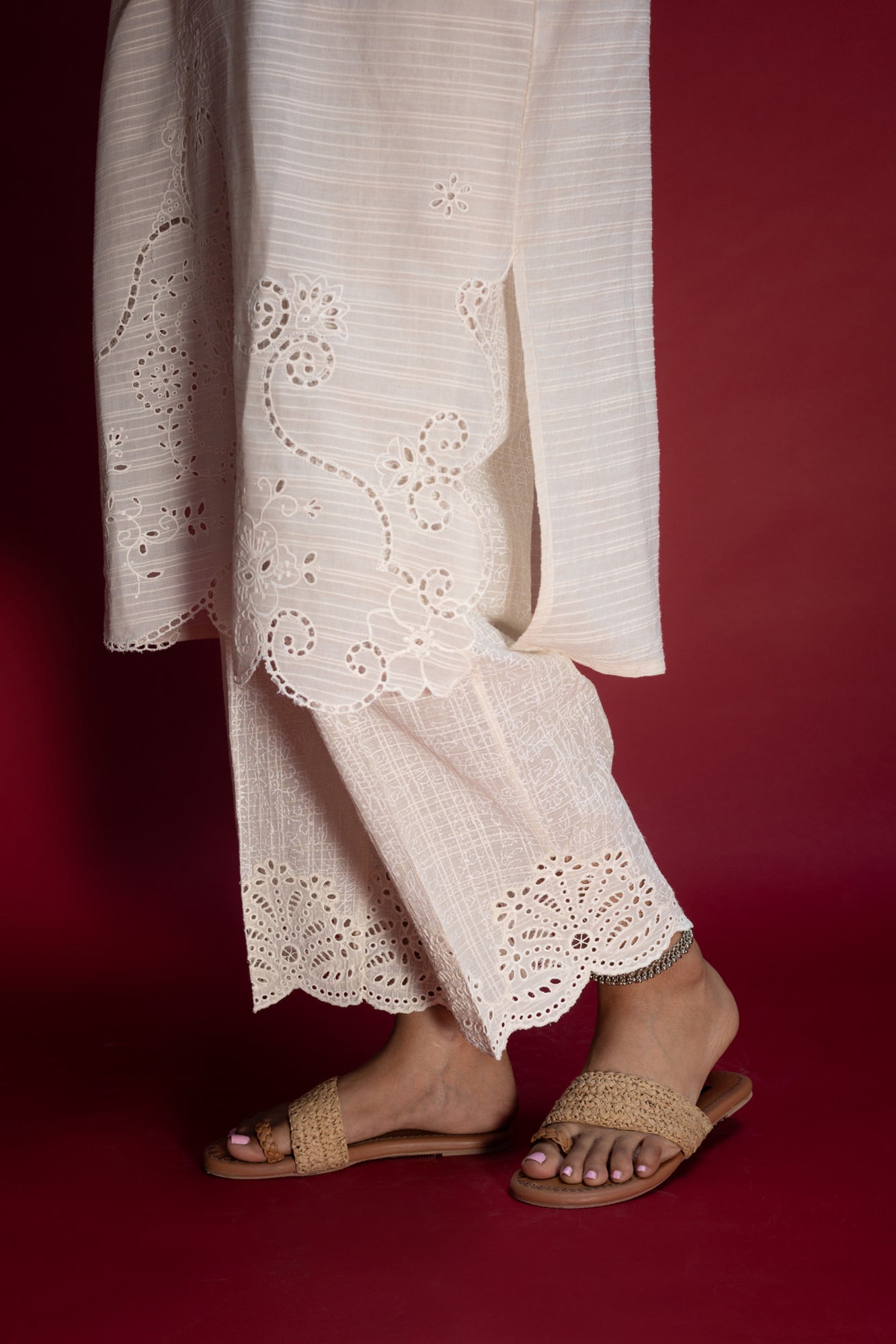 Schiffli Embroidered Trousers