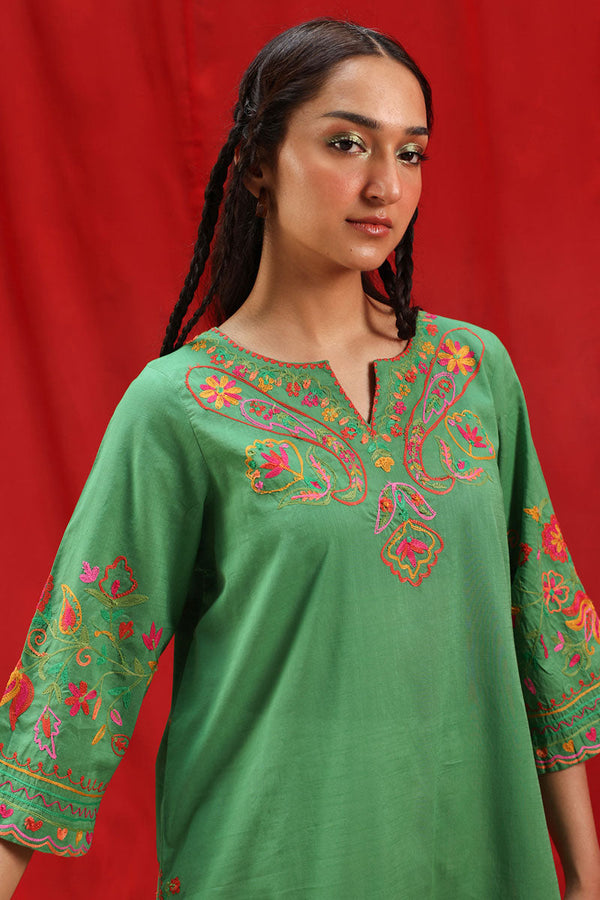 Embroidered Zouk Whisper Kurta