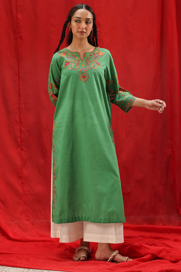 Embroidered Zouk Whisper Kurta