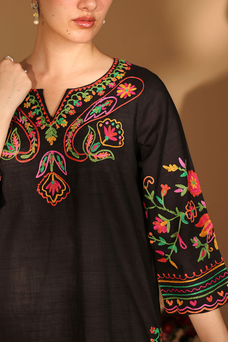 Embroidered Zouk Whisper Kurta