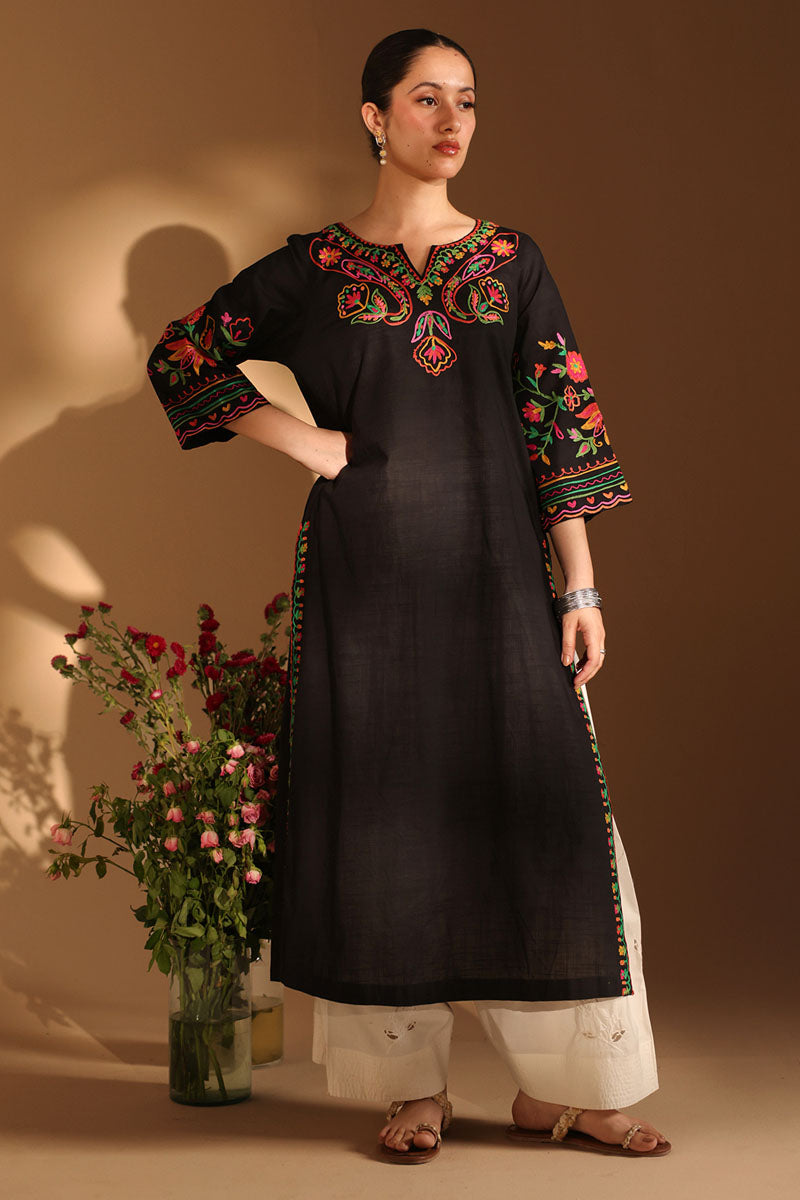 Embroidered Zouk Whisper Kurta