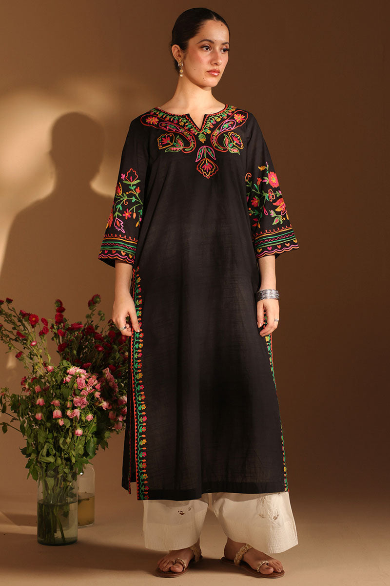Embroidered Zouk Whisper Kurta