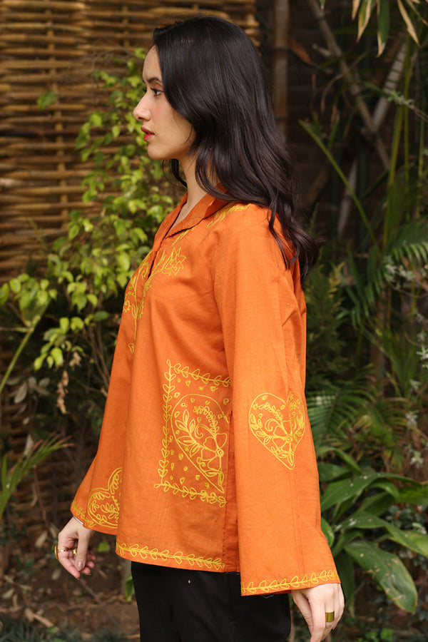 Embroidered Zouk Top