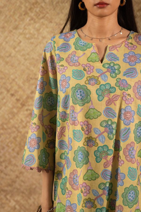 Contrast Crochet Printed Set