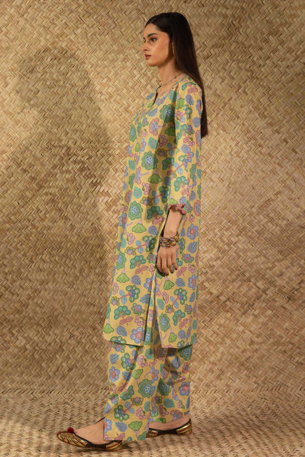 Contrast Crochet Printed Set