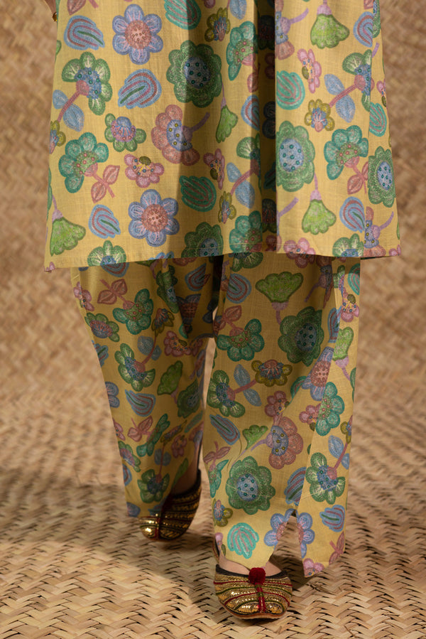 Contrast Crochet Printed Set