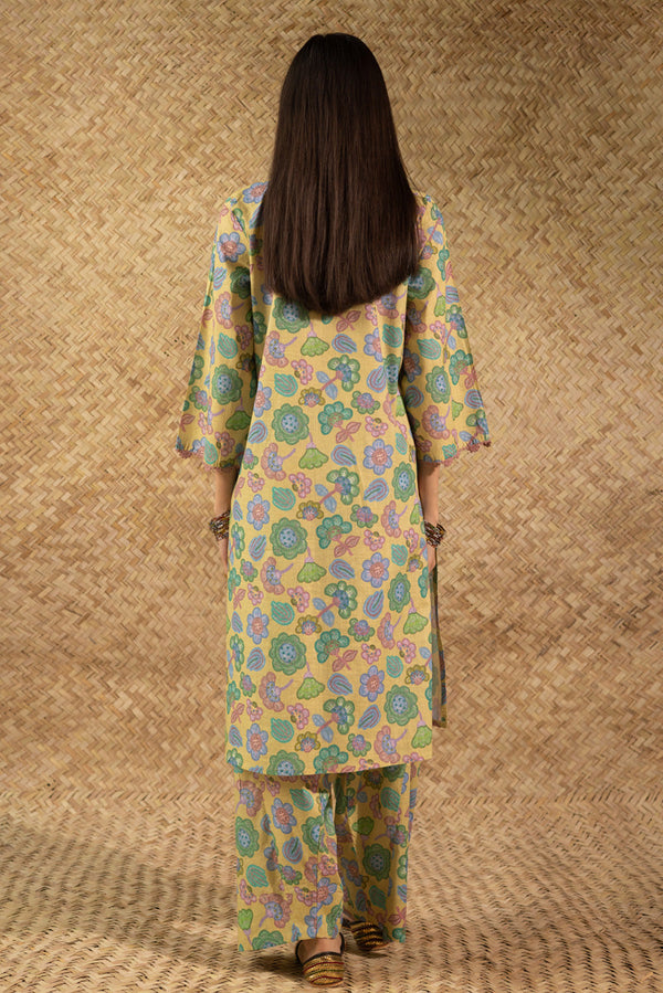 Contrast Crochet Printed Set