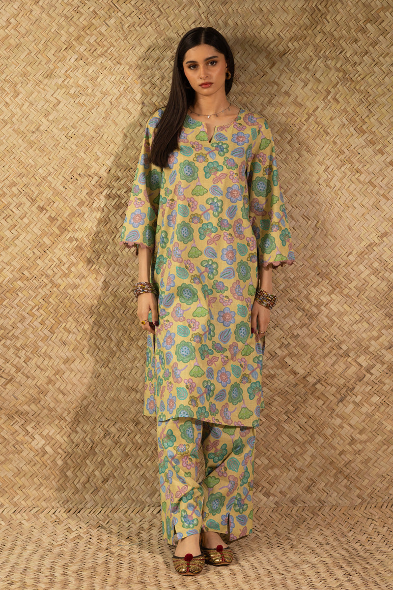 Contrast Crochet Printed Set