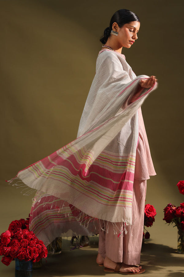 Blush Grid Dupatta