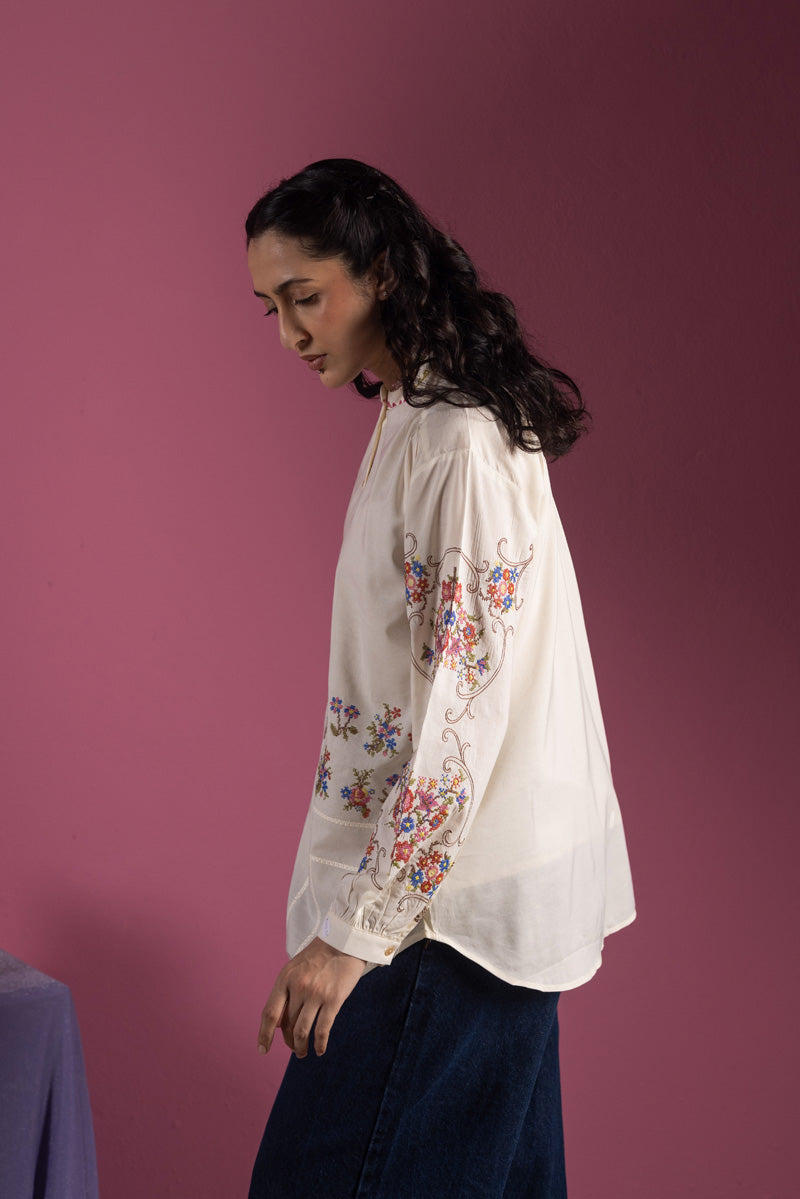 Blush Field Embroidered Top