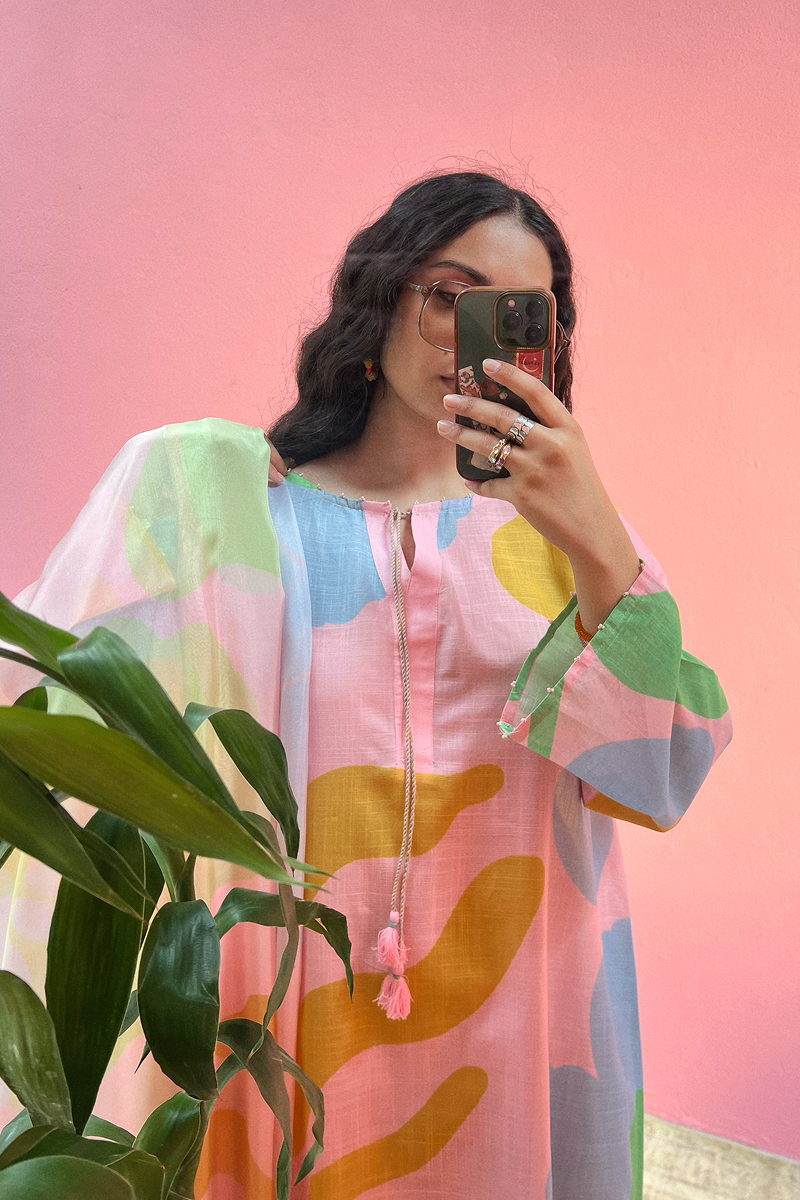 Soft Blush Kaftan Set