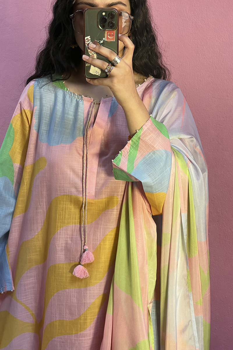 Soft Blush Kaftan Set