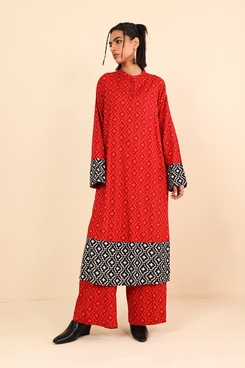 Print Blocked Zawiya 2 Piece