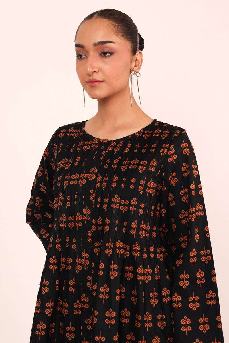 Pleated Ikat Top