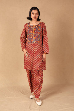 Print Blocked Shahgul 2 Piece