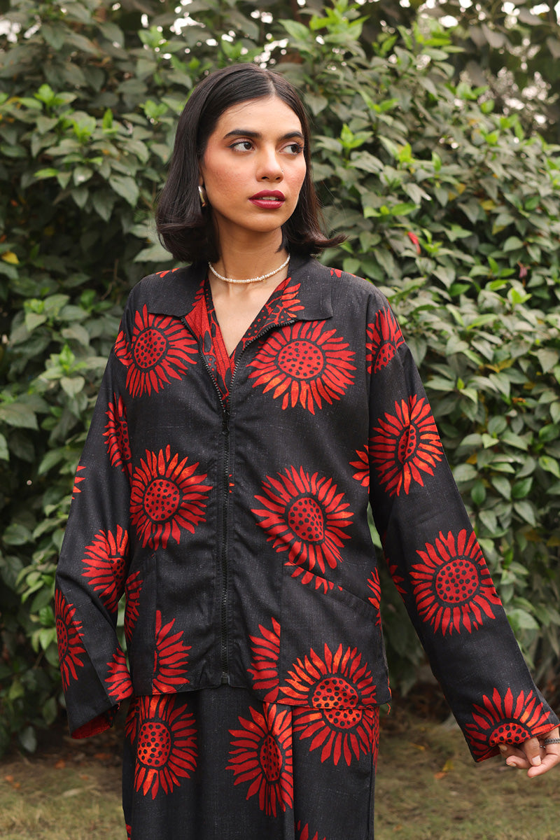 Sunflowers Zippered Jacket