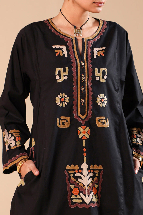 African Collage Appliqued Kurta