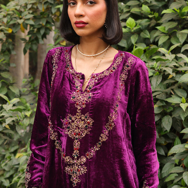purple velvet dress pakistani Ramsha Pakistani Velvet Dress