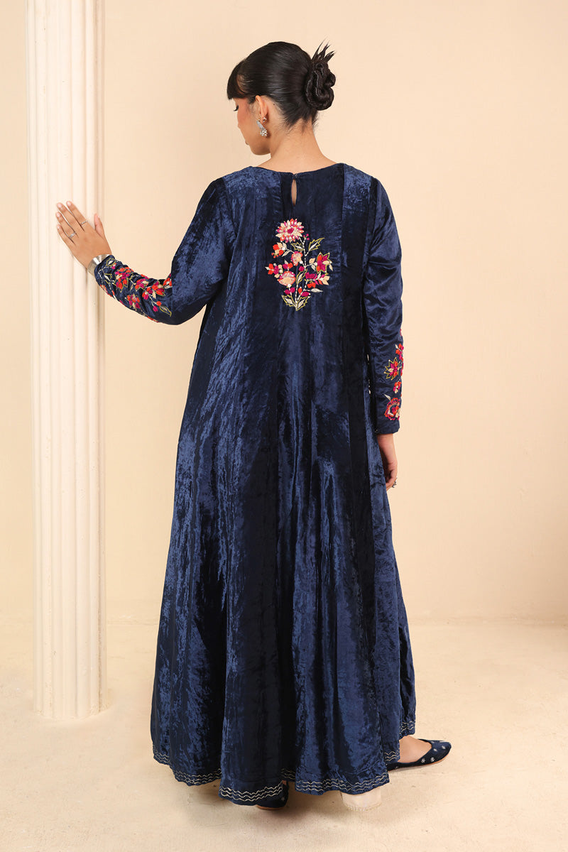 Mignight Blue Marorri Velvet Anarkali