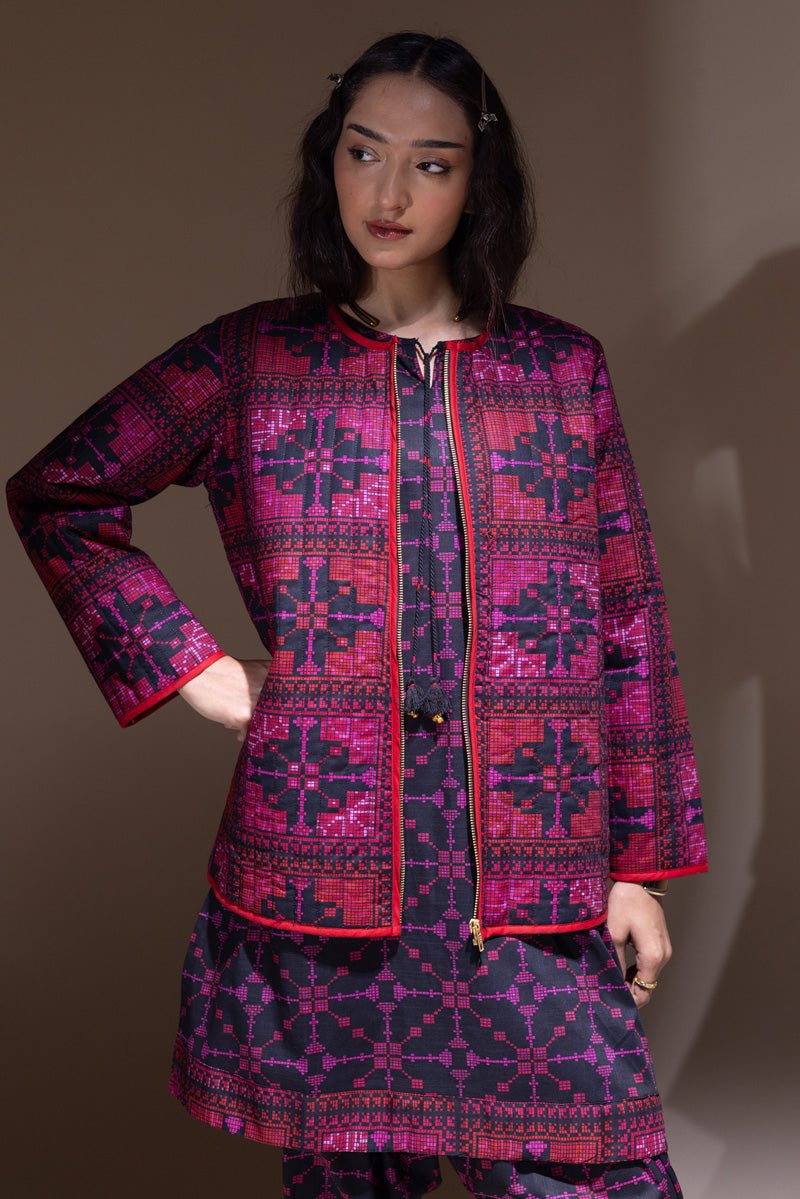 Patterned Poem Quilted Jacket