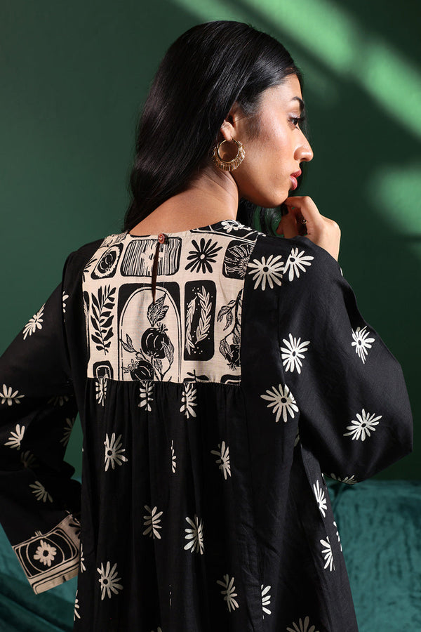 Linocut Cascade Dress