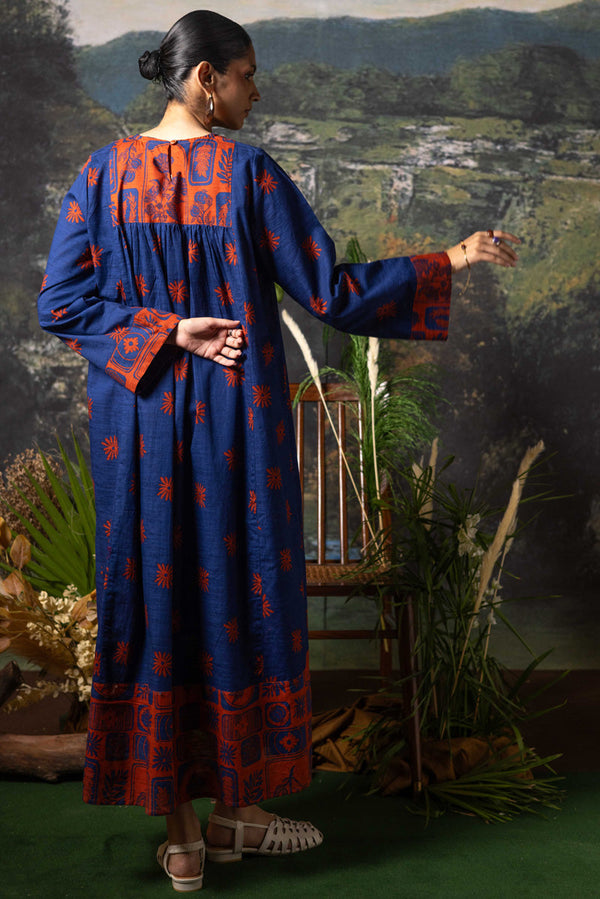 Linocut Cascade Dress