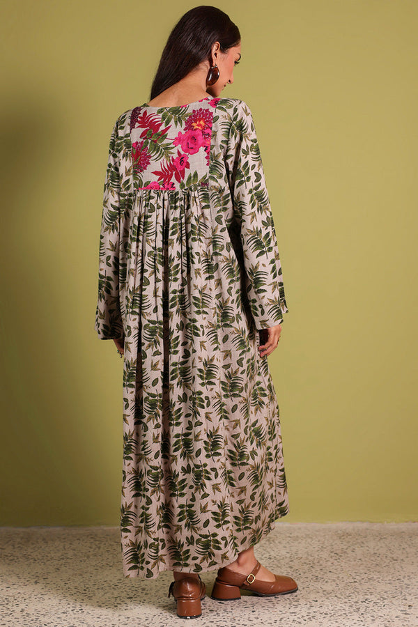 Vibrant Roses Flared Dress