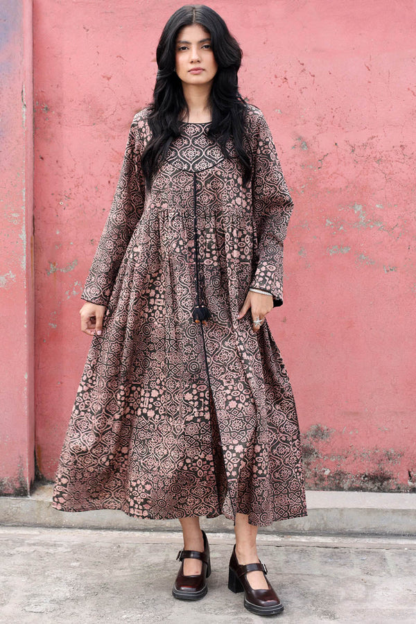 Ajrak Noir Flared Dress