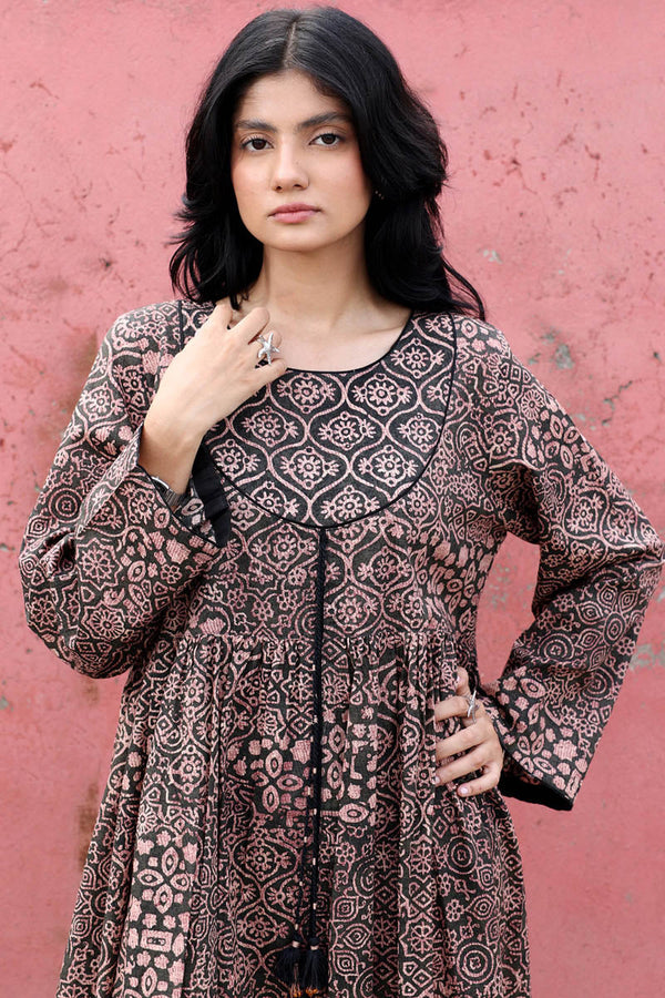 Ajrak Noir Flared Dress