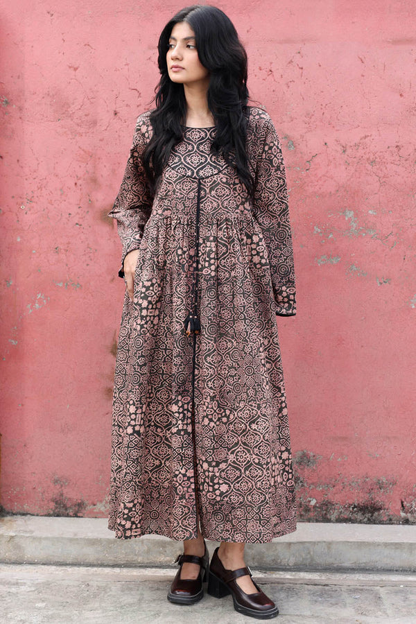 Ajrak Noir Flared Dress