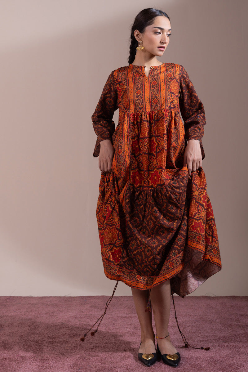 Thai Block Tiered Dress