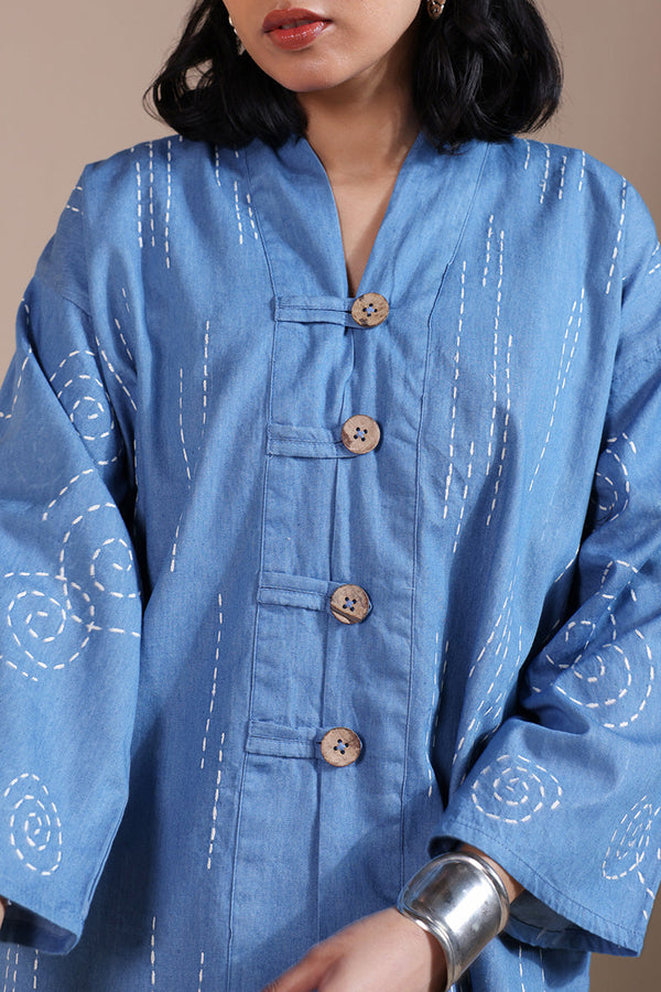 Sashiko Pattern Skirt Set