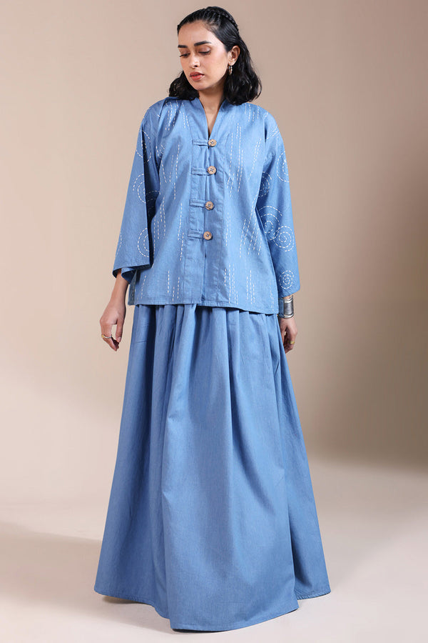 Sashiko Pattern Skirt Set