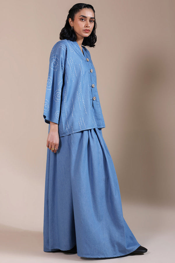 Sashiko Pattern Skirt Set