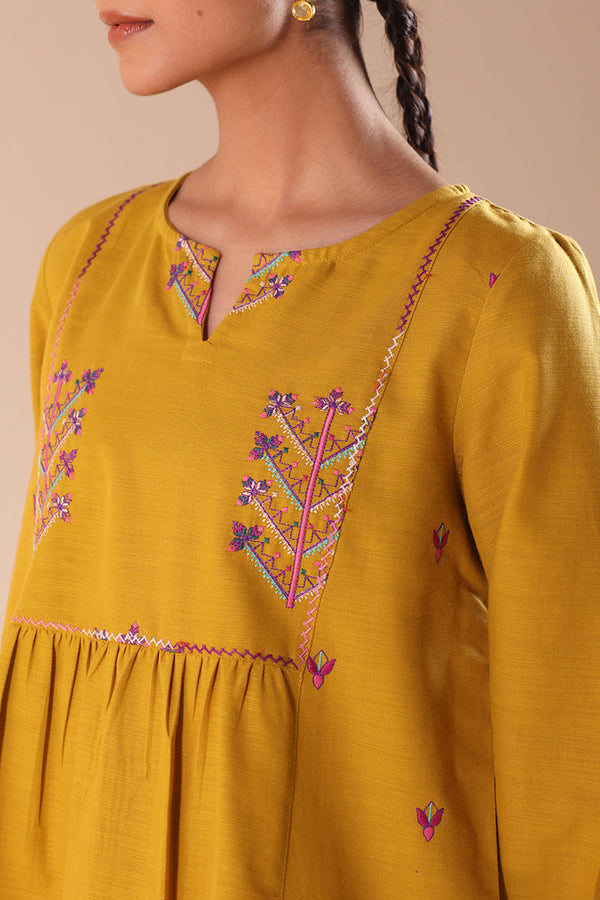 Embroidered Damask Flared Set