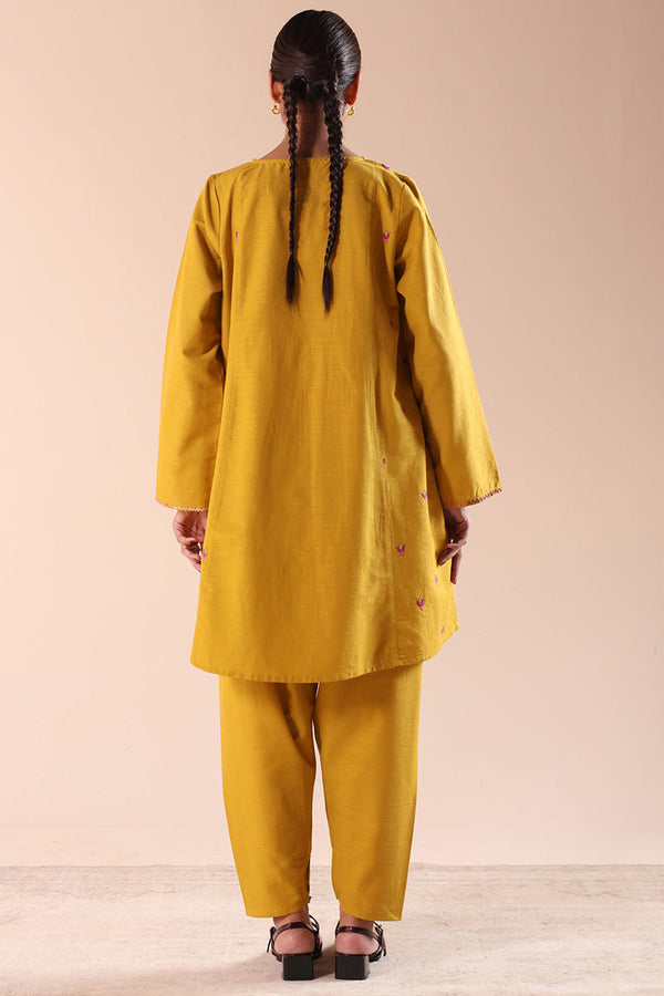 Embroidered Damask Flared Set