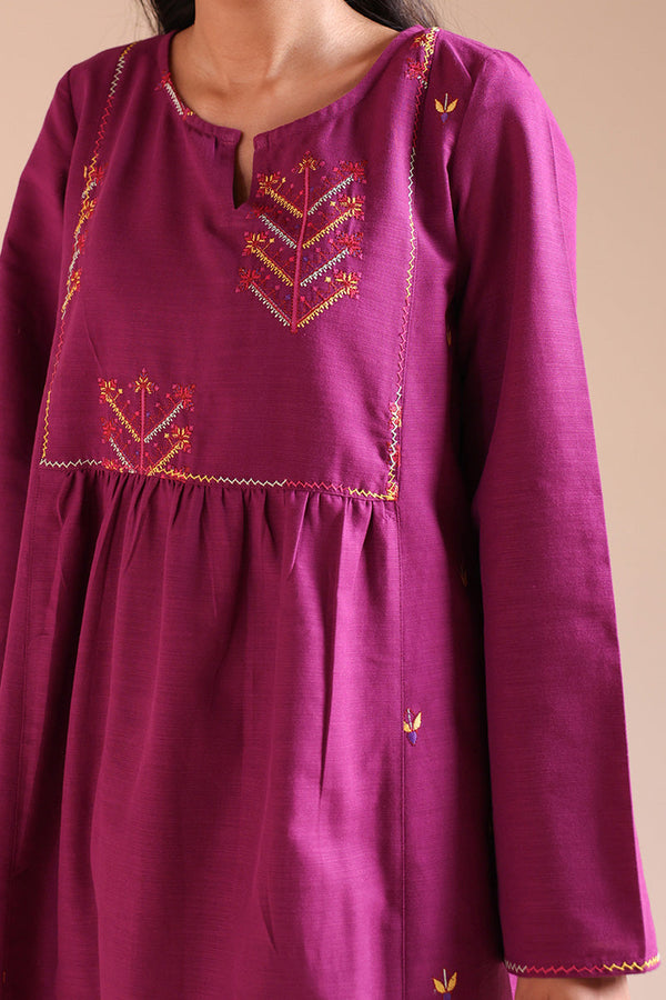 Embroidered Damask Flared Set