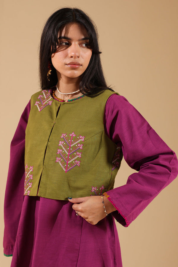 Embroidered Damask Koti